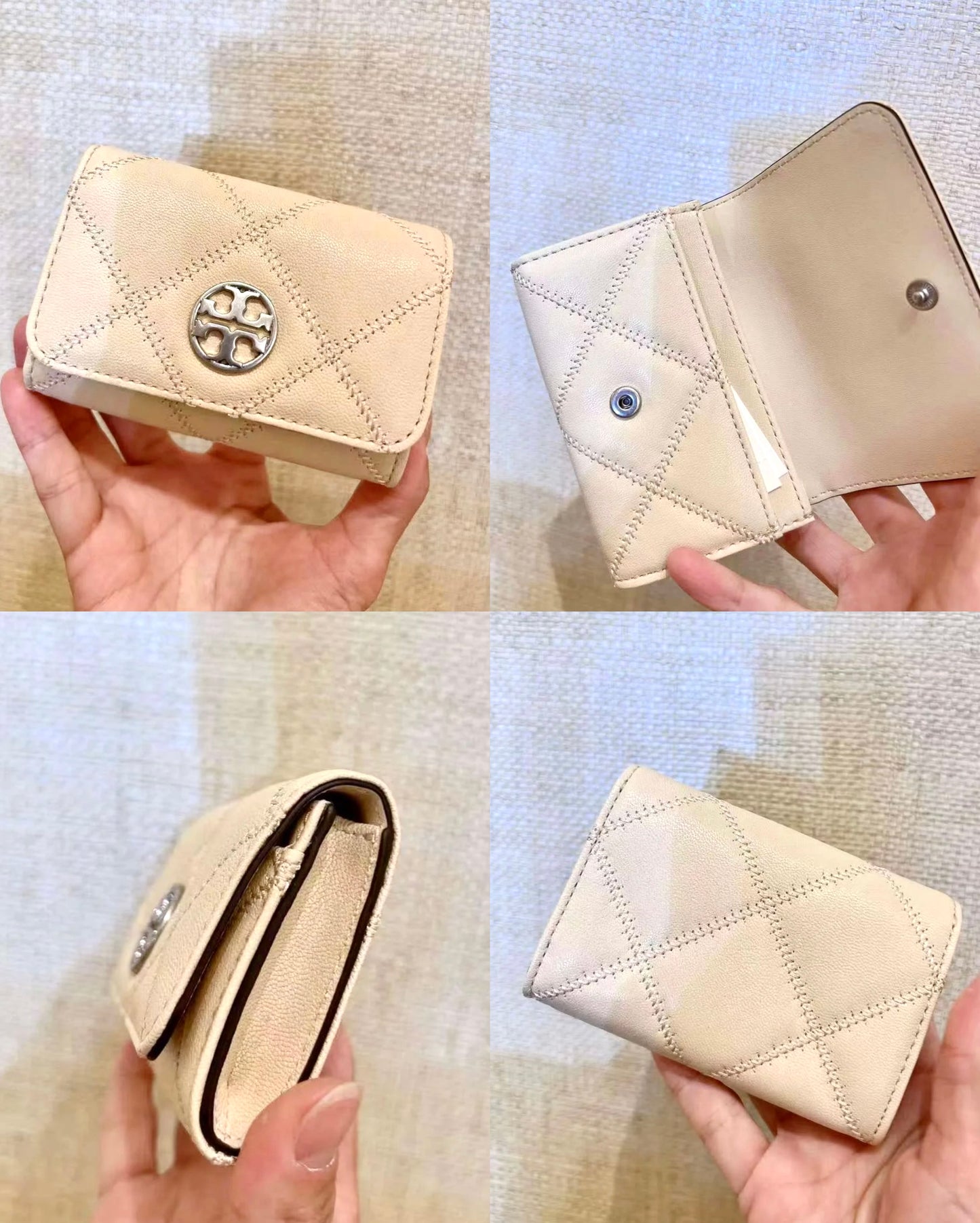 現貨|Tory Burch Willa 白色小香風 菱形紋皮革 卡包