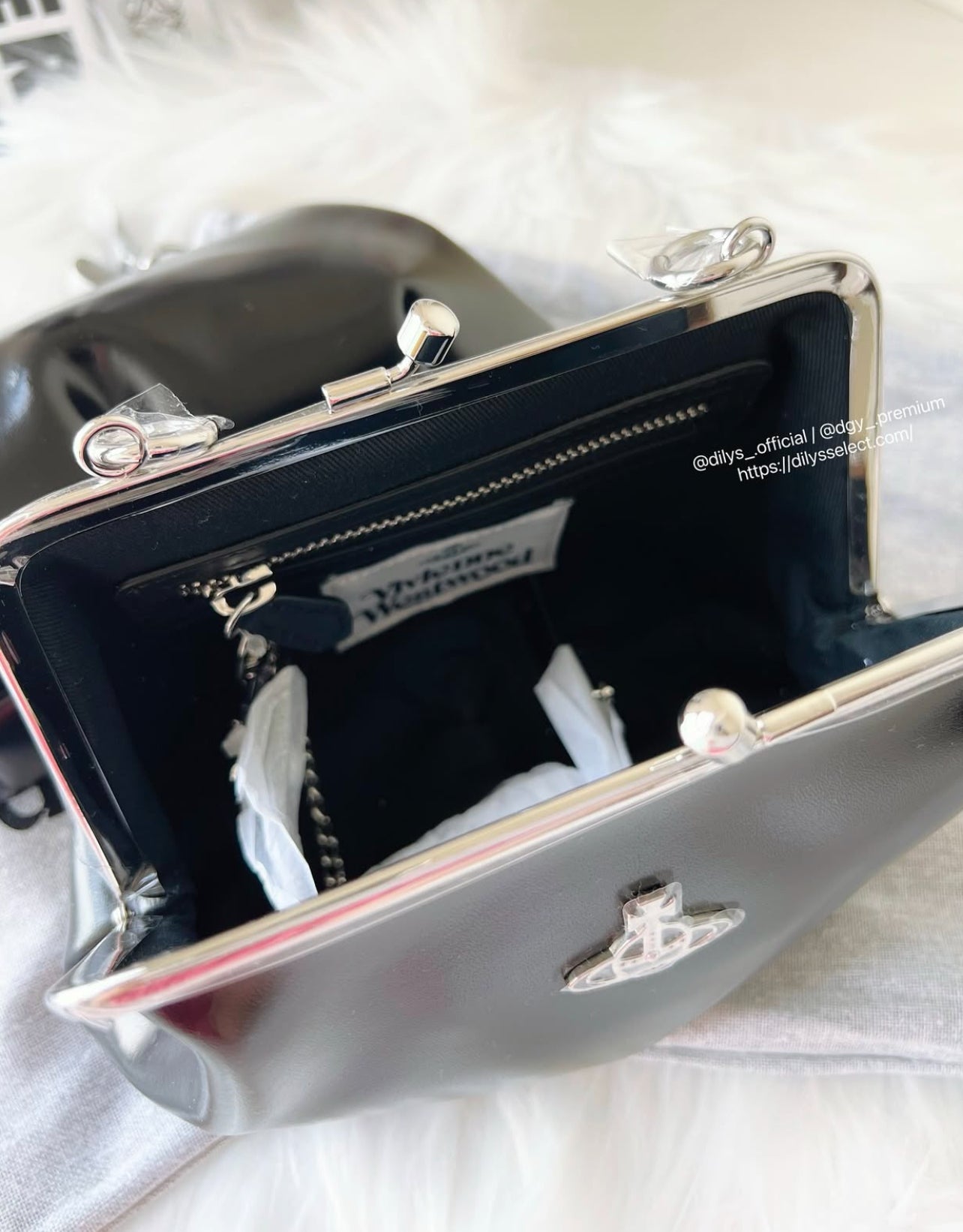 現貨|Vivienne Westwood 牛皮黑色口金包