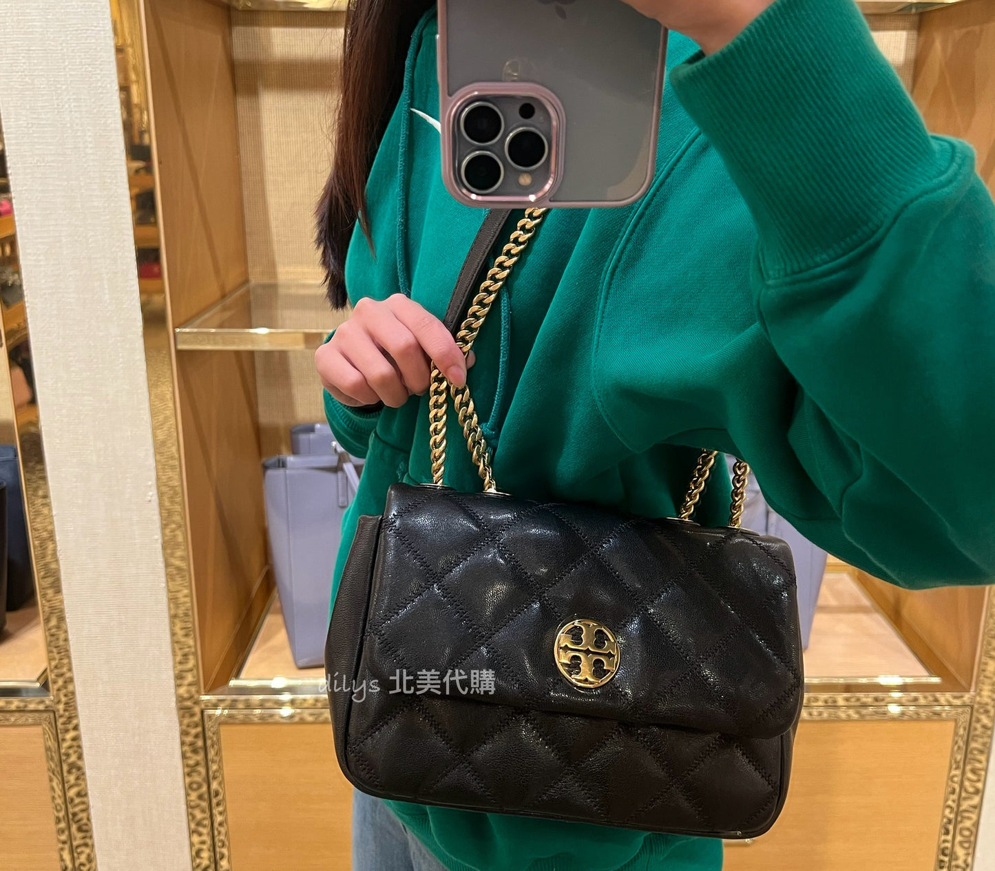 現貨 TORY BURCH TB WILLA 方胖子 鏈條包 羊皮材質