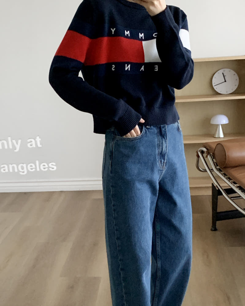 Tommy Hilfiger |Jeans 大LOGO短版針織上衣