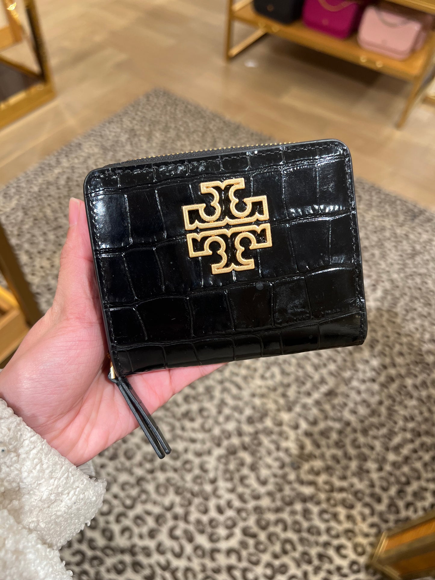 現貨｜Tory Burch Britten 牛皮鱷魚壓紋短夾