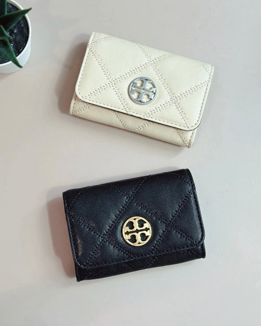 Tory Burch Willa 白色小香風 菱形紋皮革 卡包