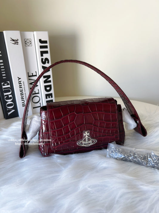現貨｜Vivienne Westwood Hazel Small 鱷魚紋酒紅色