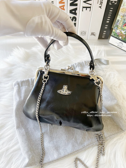 現貨｜Vivienne Westwood 牛皮黑色口金包
